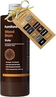 Furniture Clinic Wood stain (Slate) – Quick-drying, highly concentrated and easy to apply wood stain for all types of wood indoors and outdoors – Water-based and non-toxic – 500 ml