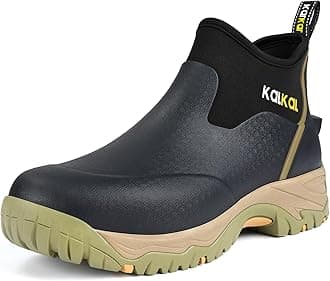 Kalkal Men's Rubber Boots, Waterproof Ankle Rain Boots, Insulated Working Booties with Comfortable Sports Sole, Outdoor Mud Boots for Yard Chore