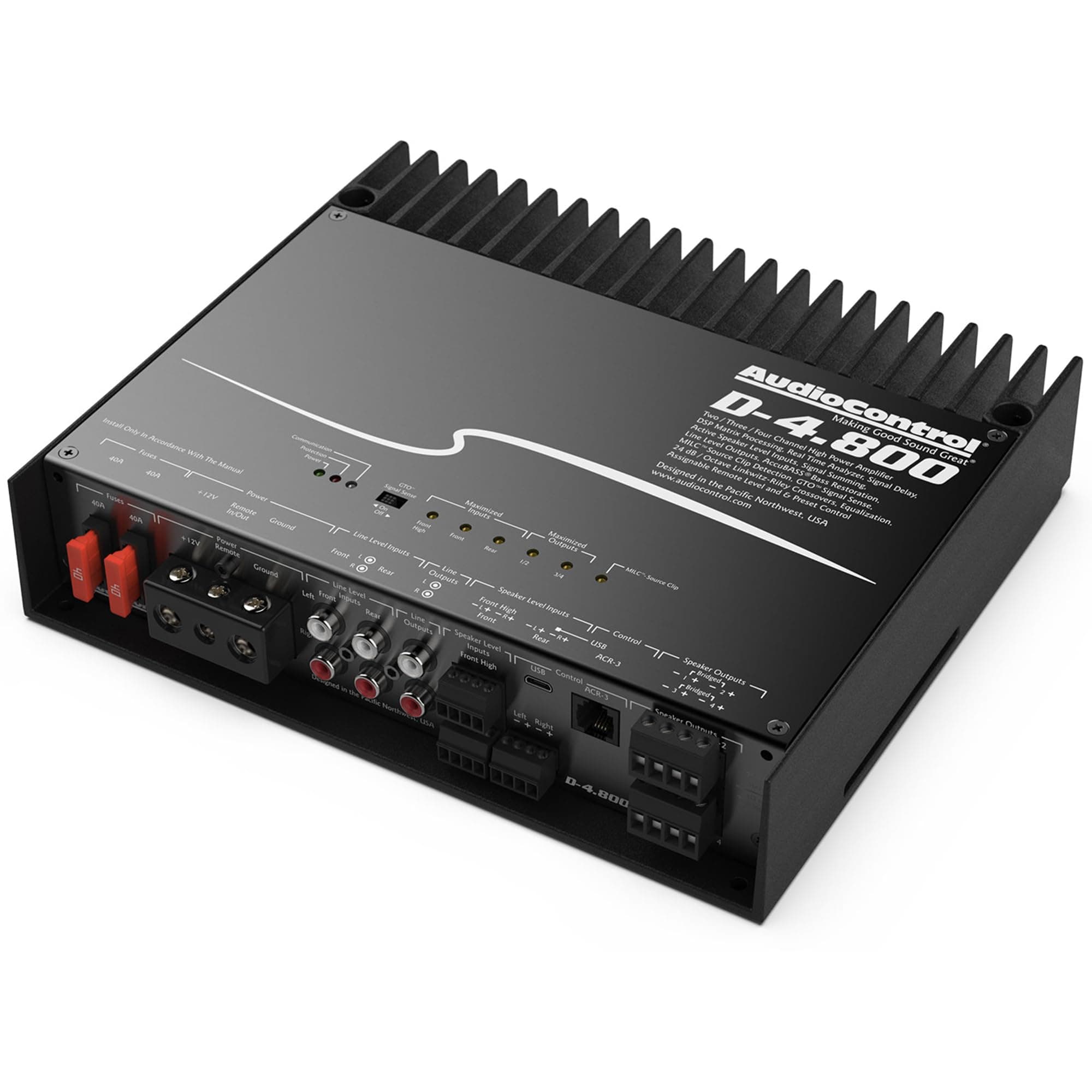 D-4.800 Matrix DSP 2/3/4-Channel Car Audio Amplifier with AccuBASS, 800W, Class D Premium High-Fidelity Multichannel Amp, 30-Band Equalizer, Works with OEM & Aftermarket Sound Systems