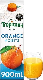 Tropicana - Smooth Orange Fruit Juice - 100% Pressed Pure Orange Juice, No Added Sugar - Rich in Vitamin C - Squeezed, Hand Picked - Soft Drinks - 900ml