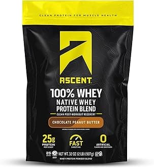 100% Whey Protein Powder - Post Workout Whey Protein Isolate, Zero Artificial Flavors & Sweeteners, Gluten Free, 5.7g BCAA, 2.7g Leucine, Essential Amino Acids, Chocolate Peanut Butter 2 lb