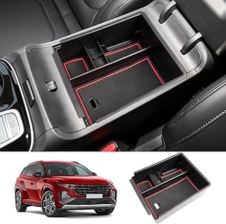 LUWU 2022 2023 Hynudai Tucson NX4 Organizador de consola central 2023 Tucson Caja de almacenamiento para reposabrazos 2022 Tucson NX4 Bandeja organizadora de consola Tucson NX4 Organizador de reposabrazos 2022 2023 Accesorios Tucson (rojo)