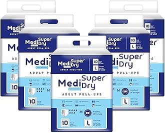 Adult Diaper Pants | Large (L) |Waist 101-152 cm (40-60 inches) |High Absorbency -10 Hrs |Rash-Free |Leakproof |Breathable |Odourless |Elastic Waist |For Men & Women | 50 Units, Pack of 5