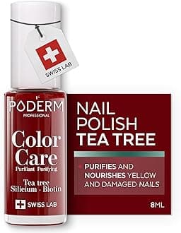 PODERM Swiss-Made Antifungal Nail Polish – Red Allure | Breathable Treatment with Tea Tree, Silicon & Biotin | Strengthens, Repairs & Conceals Yellow, Brittle & Damaged Nails | Podiatrist-Developed