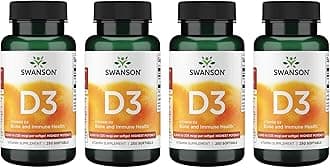 Swanson Vitamin D3 - Vitamin Supplement Promoting Bone Health & Immune System Support - Natural Support for Calcium Distribution & Absorption - (250 Softgels) 4 Pack