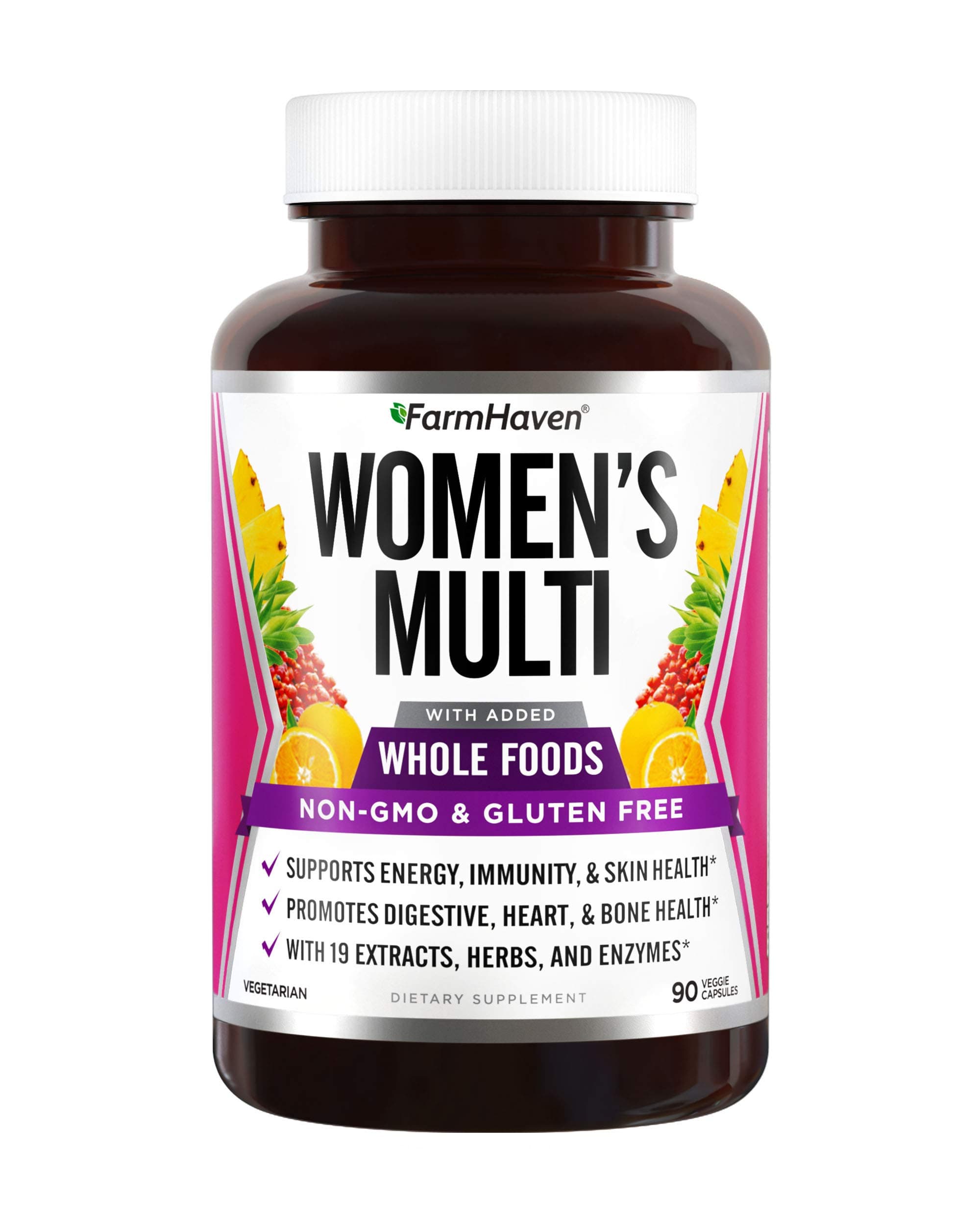 Multivitamin for Women | 22 Essential Nutrients, Fruits & Veggies Womens Multivitamin | Whole Food Multivitamin Boosts Energy, Immune, Heart Health | Womens Daily Vitamins - 90 Capsules