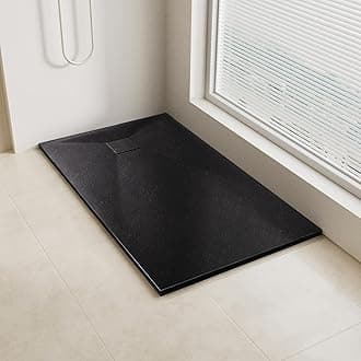 Shower Trays, 1200 x 900mm SMC Slip-Resistance Shower Tray with Shower Waste. Stylish Walk in Base for Shower Enclosure, Black
