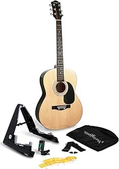 Full-Size Acoustic Guitar Kit with Stand, Tuner, Bag, Strap, Picks & Lessons