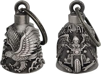 【2Pack】Motorcycle Bells for Biker Good Luck Guardian Riding Bells with Hanger Motorcycle Accessory or Keychain for Luck