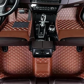 Custom Luxury Car Floor Mats Suitable for All Sedans, Sports Cars,SUV, Business Vehicles, Trucks, Waterproof and Anti Slip Fully Covered Leather Floor Mats (Light Brown)