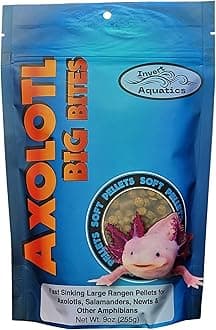 Axolotl Big Bites - Fast Sinking, Soft Pellet Daily Diet for Axolotls, Newts, Salamanders & Other Amphibians (9 oz (255g))