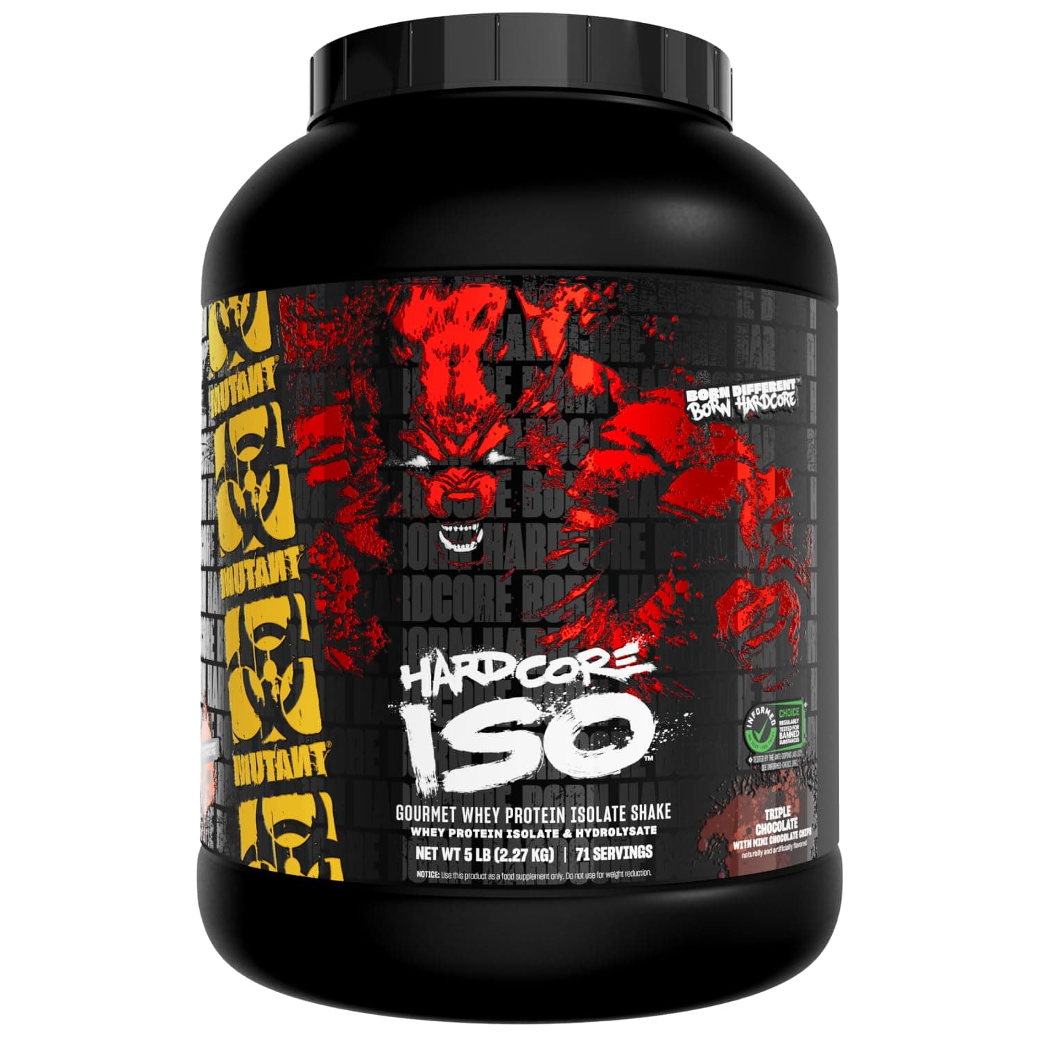 Hardcore ISO Whey Protein Isolate Powder Acts Fast to Help Recover, Build Muscle, Bulk and Strength, 5 lb - Triple Chocolate