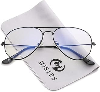 HJSTES Clear Lens Aviator Glasses Blue Light for Women Men Classic Pilot Frame Non-prescription Eyeglasses
