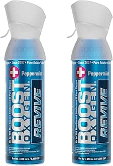 Boost Oxygen Medium Revive Peppermint Aroma 5L Canister | Respiratory Support for Aerobic Recovery, Altitude, Performance & Health (2 Pack)