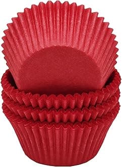 Premium Red Greaseproof Cupcake Liners Muffin Paper Baking Cups Standard Size, 100-Count