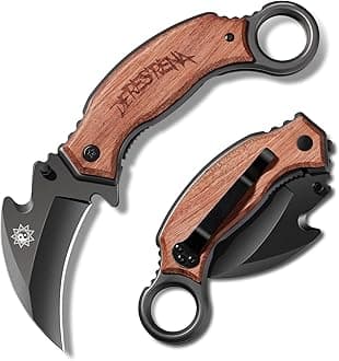 Plys Folding Karambit Knife for Tactical: 2.36 Inch Claw Knives - Portable Stainless Steel Multi-functional EDC Knife with Wood Handle and Clip Small Knives for Men