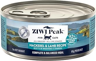 ZIWI Peak Wet Cat Food – All Natural, High Protein, Mackerel & Lamb, Grain Free, Limited Ingredient, with Superfoods (3oz Cans - Pack of 24)