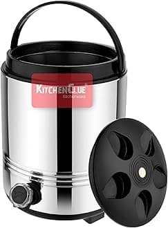 Stainless Steel Hot and Cold Water Jug 8 Liter I PU Insulated with Easy to Carry Handle I Hot Tea Flask/Bottled Jug I Non-Breakable I Easy to Clean and Maintain, Silver