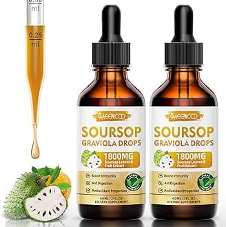 (2 Pack) Soursop Graviola Liquid Drops 1800mg, Natural Antioxidant, Cell Support & Regeneration, Immune Boost, Soursop Bitters Liquid, Sugar-Free, Non-GMO, Vegan, Orange Flavor, 4 FL OZ