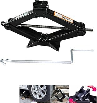 2 Ton Rustproof Scissor Car Jack Floor Lift with Speed Handle, Heavy Duty Scissor Jack 105-385mm Steel Lifting Jack Lift Wind Up Tools for Car Van Emergency Car Jack Kit, Car Tyre Repair Changing Tool