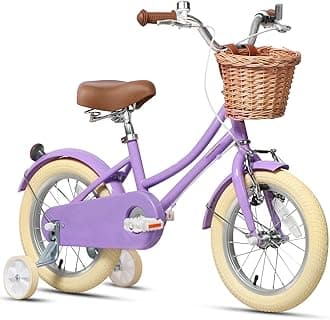 Glerc Little Molly 12-20 Inch Kids Retro Girls Bike for 2-13 Year Old with Wicker Basket & Stabilisers/Kickstand, Multiple Colors