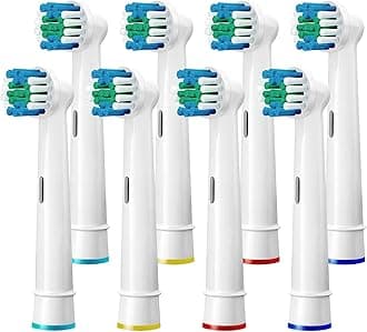 Oral B Compatible Toothbrush Head, Yanaboo Replacement Brush Heads for Most Braun Oral B Electric Toothbrushes of Vitality Pro Smart Genius Series, Precision Clean and Plaque Removal (8 Pack in White)