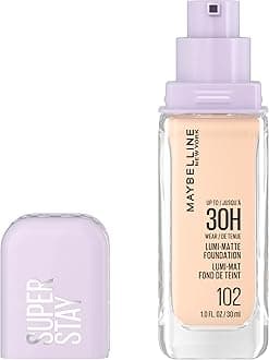 Maybelline Super Stay Lumi-Matte Foundation, Lightweight and Buildable Full Coverage Foundation Makeup For Up To 30HR Wear, 102, 1 Count