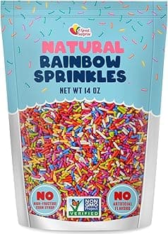 Bulk A Great Surprise Dye Free Rainbow Sprinkles - 14 Ounces - Naturally Colored Rainbow Jimmies - Vegan, Non-GMO Dessert Toppings for Ice Cream, Cookies, Cupcakes, Cake Decorating
