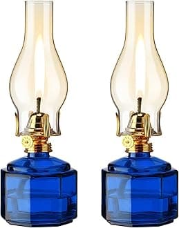 Tuanse 2 Pieces Chamber Oil Lamp Classic Kerosene Lamp Lantern Vintage Oil La...