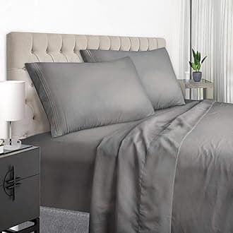 YumHome Full Size Sheet Set,Extra Soft Luxury Brushed Microfiber 1800 Full Bed Sheets with 15-inch Deep Pocket - Breathable Wrinkle Fade Stain Resistant Hypoallergenic - 4 Piece (Full, Grey)