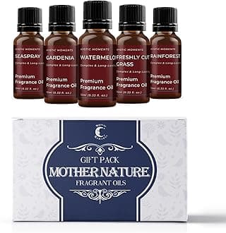 Mystic Moments | Mother Nature Fragrant Oils Gift Starter Pack | 5 x 10ml Premium Fragrance Oils | Seaspray, Gardenia, Watermelon, Freshly Cut Grass, Rainforest | Aromatic Ambience Boost