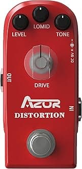 High Gain Distortion Pedal for Electric Guitar - Analog Circuitry, Aluminum Housing, True Bypass, Compact for Stage/Studio Use