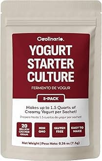 Yoghurt Starter Culture (5-Pack, 1.5g Sachets) Live Cultures with Probiotics | Creamy, Thick & Delicious | Regular or Greek Yogurt | Non-GMO, No Preservatives, Gluten Free