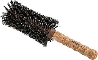 Boar Bristle Concave Barrel Brush (Z5-80mm) | Hybrid Boar & Heat Resistant Nylon with Cork Handle | Cuts Blow Drying Time in Half | Ideal for Shiny Irregular Curls or Straight Looks