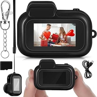Relaxweex Mini Keychain Camera 1080p Small Nostalgia Retro Camera 100 Mins Battery Life Portable Micro Video for Photo Video Travel Study Recording(32gb)