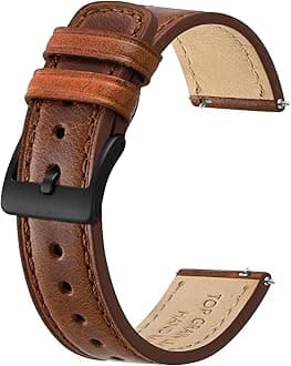 Leather Watch Straps, Classic Oil Waxed Leather, Quick Release Replacement Band for Men and Women, Band Width 18mm 20mm 22mm