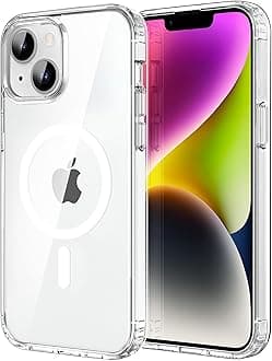 CACOEMagnetic Case for iPhone 13 & iPhone 14 6.1 inch-Compatible with MagSafe & Magnetic Car Phone Mount,Not Yellowing Anti-Scratch (Clear)