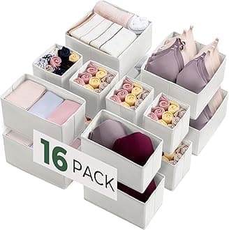 Kootek16 Pack Drawer Organizer Clothes, Dresser Drawer Organizers for Clothing Fabric Foldable Closet Organizers and Storage Bins for Baby Clothes, Nursery, Underwear, Bras, Socks