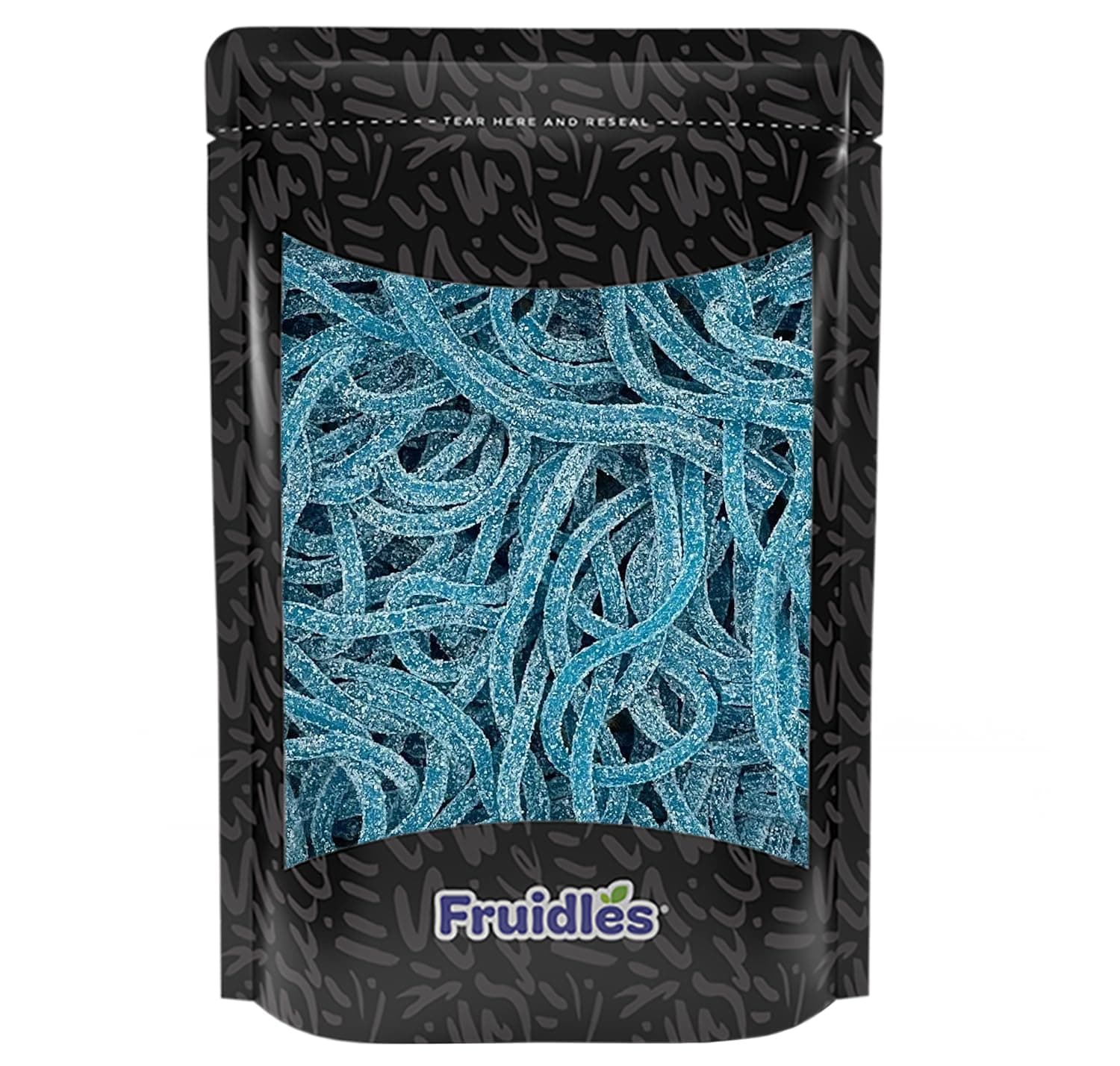 Fruidles Licorice Laces, Long Candy Straws, String Licorice Candy, Soft Chewy, Gelatin-Free, Party Favor (Sour Blue Raspberry Laces, Half-Pound)