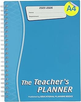 Educational Planning Books - The Teachers Planner 2025-26 | (A4, 8 Periods) | Page-a-Day & Undated, with Dedicated Pages for Year Planning, Exams, Marking, Contacts, and more - Turquoise (TP1-T)