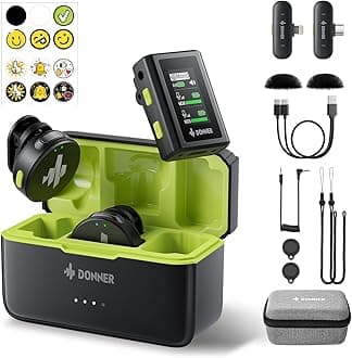 VPM-20 Wireless Lavalier Microphone with Charging Box, Dual-Channels Mics, for USB-C/Lightning iPhone iPad Android Camera, Plug-Play, 1000ft Range, 48KHz 24Bit, Noise Cancellation, 40h Use Max