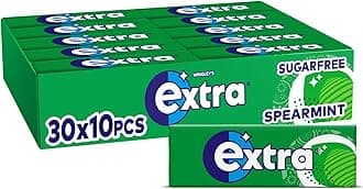Wrigley's Extra Chewing Gum, Spearmint Flavour, 30 Packs of 10 Pieces, Sugar Free Chewing Gum Bulk Pack with Xylitol (300 pieces)