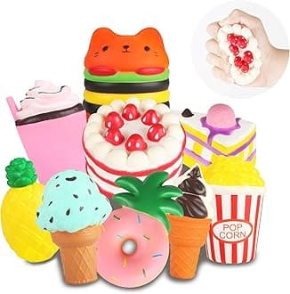 Slow Rising Jumbo Squishies Toys Set - 9 Pack Soft Kawaii Squishy Hamburger Popcorn Cake Ice Cream Donut Stress Relief Squeeze Toy for Boys and Girls