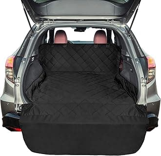 SUV Cargo Liner for Dogs, Heavy Duty Water Resistant Pet Cargo Cover Dog Seat Cover Mat for Mid-Size SUVs Sedans Vans with Bumper Flap Protector, Non-Slip, Standard Size Universal Fit, Black