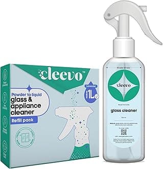 Cleevo Glass & Appliance Cleaner - 2 Litre Bottle Pack | 1 Pouch = 500ml Glass Cleaner Liquid | Plant-Based Car, Kitchen & Home Surfaces Glass Cleaning Liquid | Multi-Surface Cleaner (Lavender)