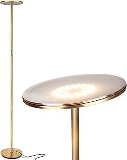 Brightech Sky LED Torch Super Bright Floor Lamp Contemporary Light High for Living Room Office Dimmable Uplight Indoor Bedroom Brass Gold