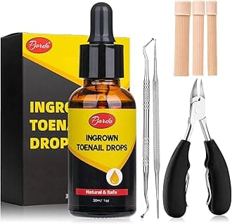 Pjordo Ingrown Toenail Removal Kit - 30ml/1oz Ingrown Toenail Drops Toenail Softener with 3 Gel Toe Tubes, Nail Clipper, Ingrown Toenail File Lifter, Ingrown Toenail Corrector Drops