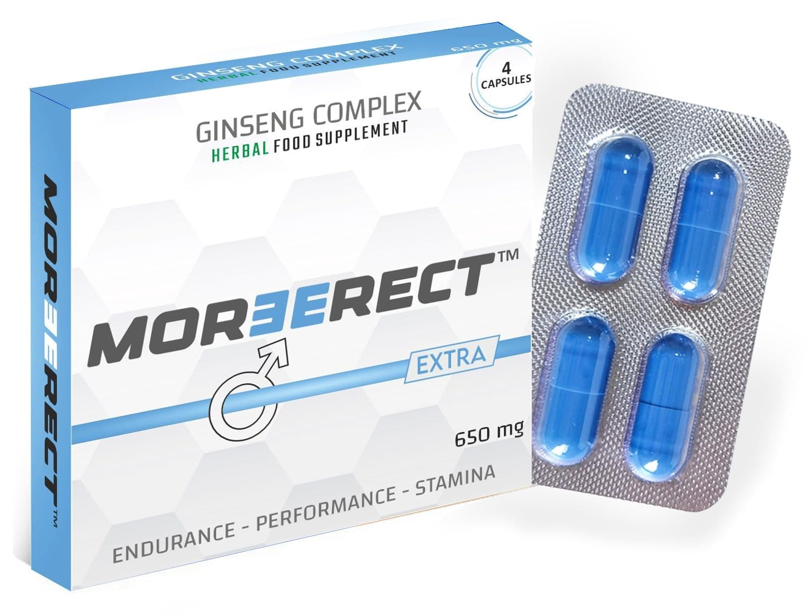 Extra - Stronger and Longer for a Confident Performer - Advanced Performance Enhancing Pills, Stamina Endurance Booster Blue Supplement Pill for Men - 4 Ginseng Capsules