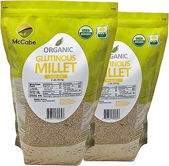 McCabe Organic Glutinous Millet - Organic Glutinous Millet for Whole Millet Flour Milling at Home | Rich with Fiber & Minerals | USDA and CCOF Certified | Product of USA | 2Lbs (Pack of 2)