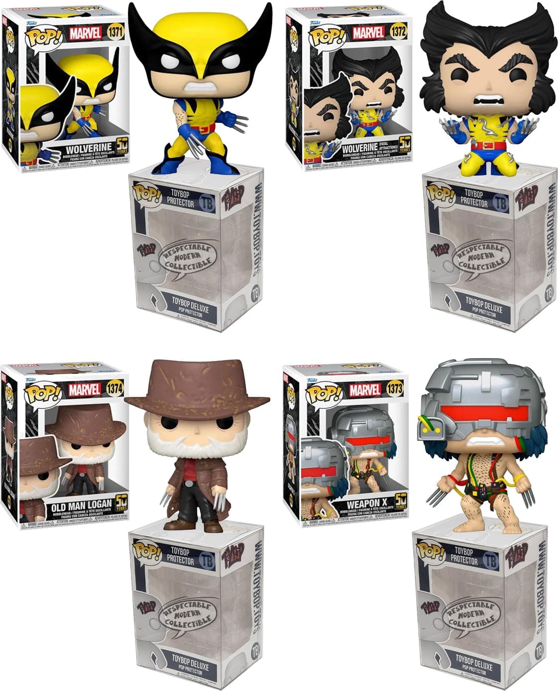 Pop Wolverine 50th Anniversary + Protector: Pop! Marvel Comics Vinyl Figure (Gift Set Bundled with ToyBop Brand Box Protector Collector Case) (Set of 4)